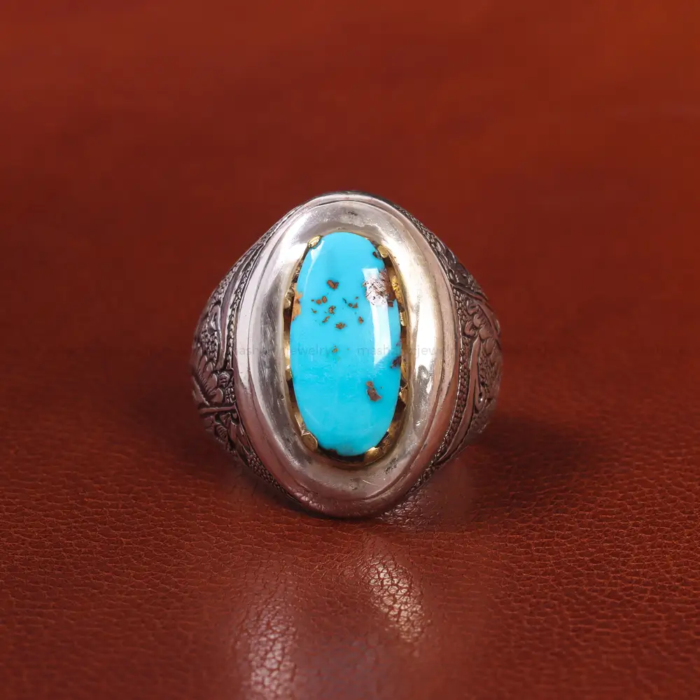 انگشتر فیروزه شجری مردانه کد 20650