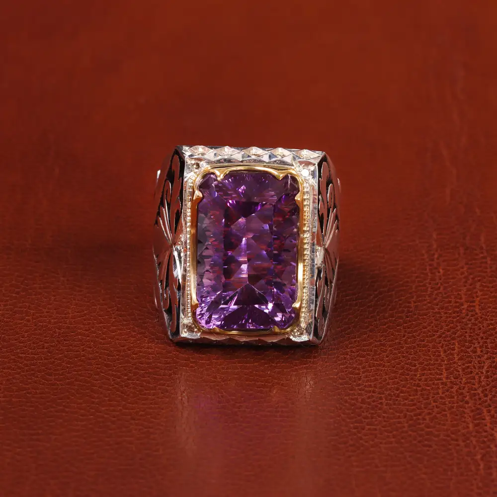 انگشتر آمیتیست مردانه کد 20677