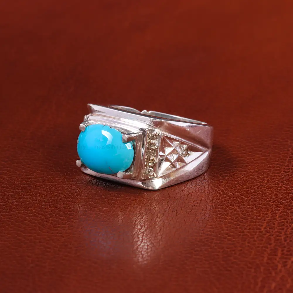 انگشتر فيروزه عجمی مردانه کد 19791