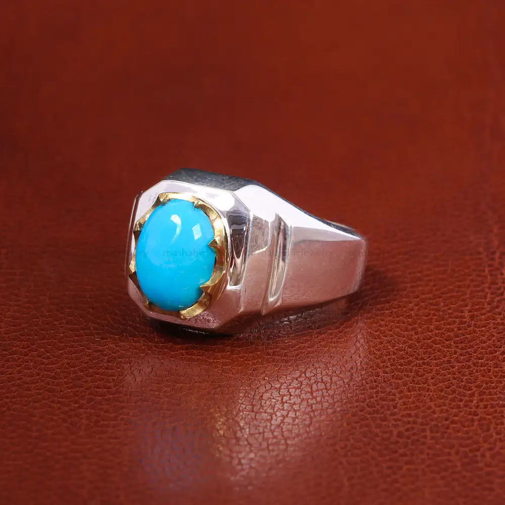 انگشتر فيروزه عجمی مردانه کد 19934