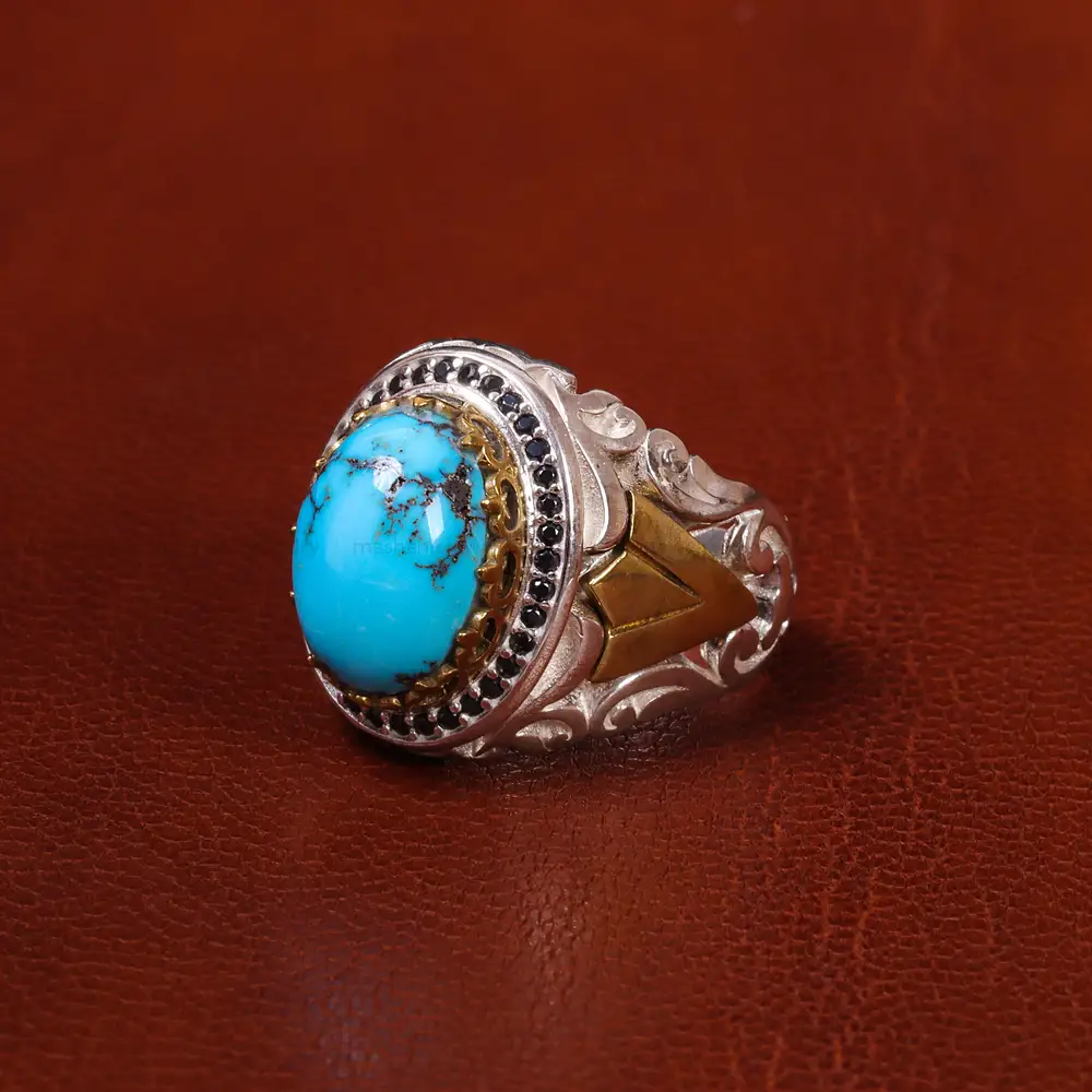 انگشتر فیروزه شجری مردانه کد 20317