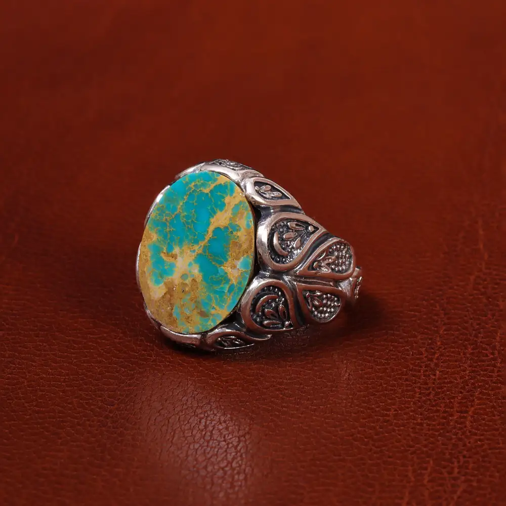 انگشتر فیروزه شجری مردانه کد 20325