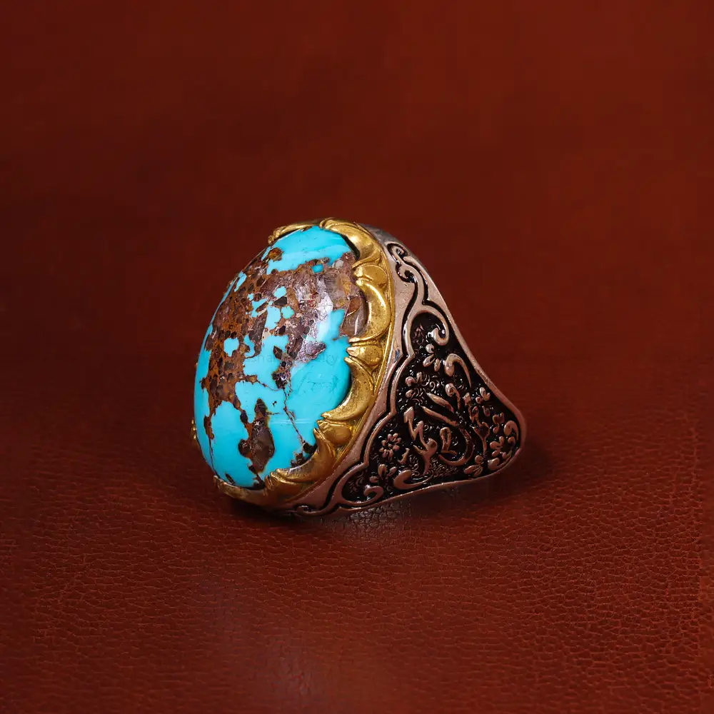 انگشتر فیروزه شجری مردانه کد 20394