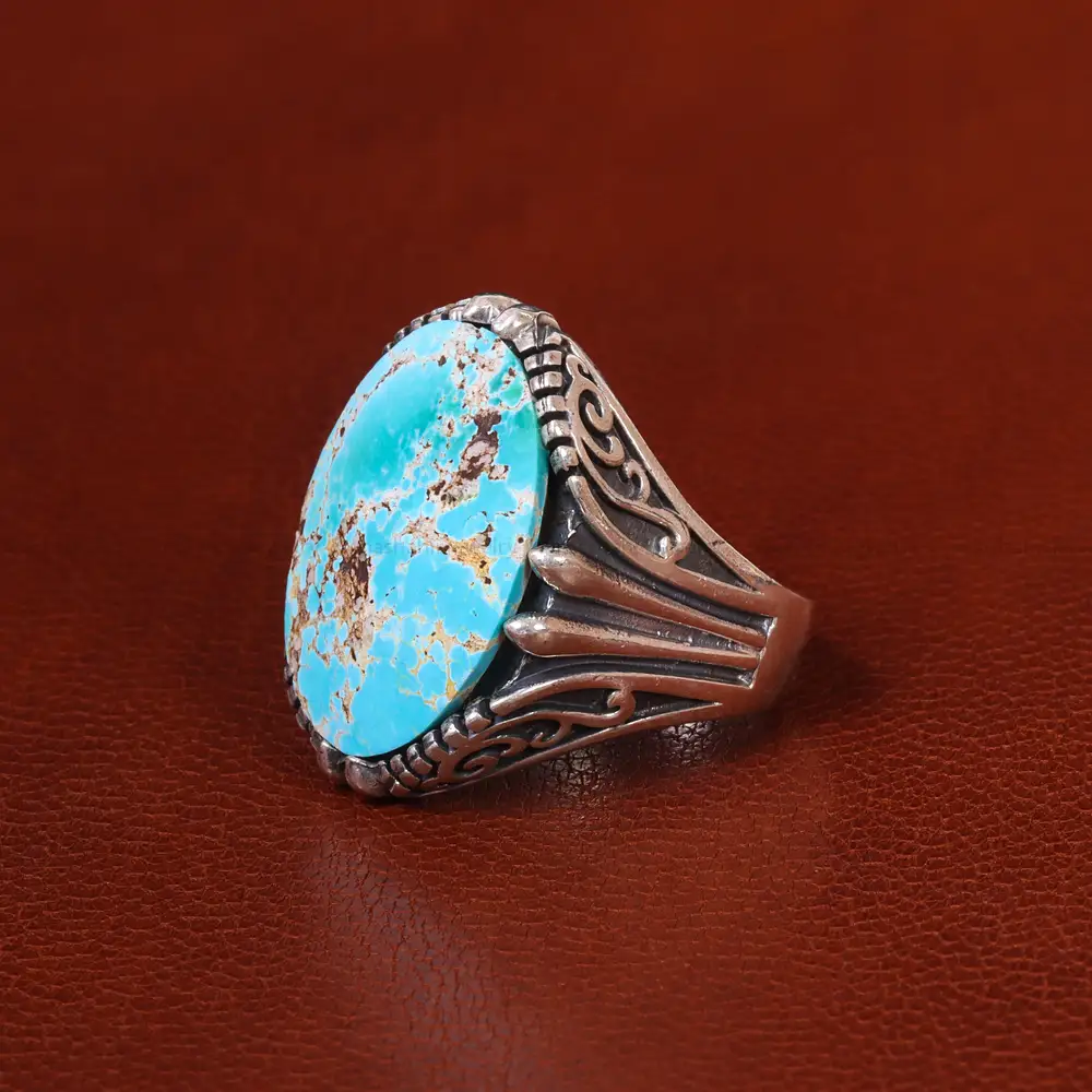 انگشتر فیروزه شجری مردانه کد 20422