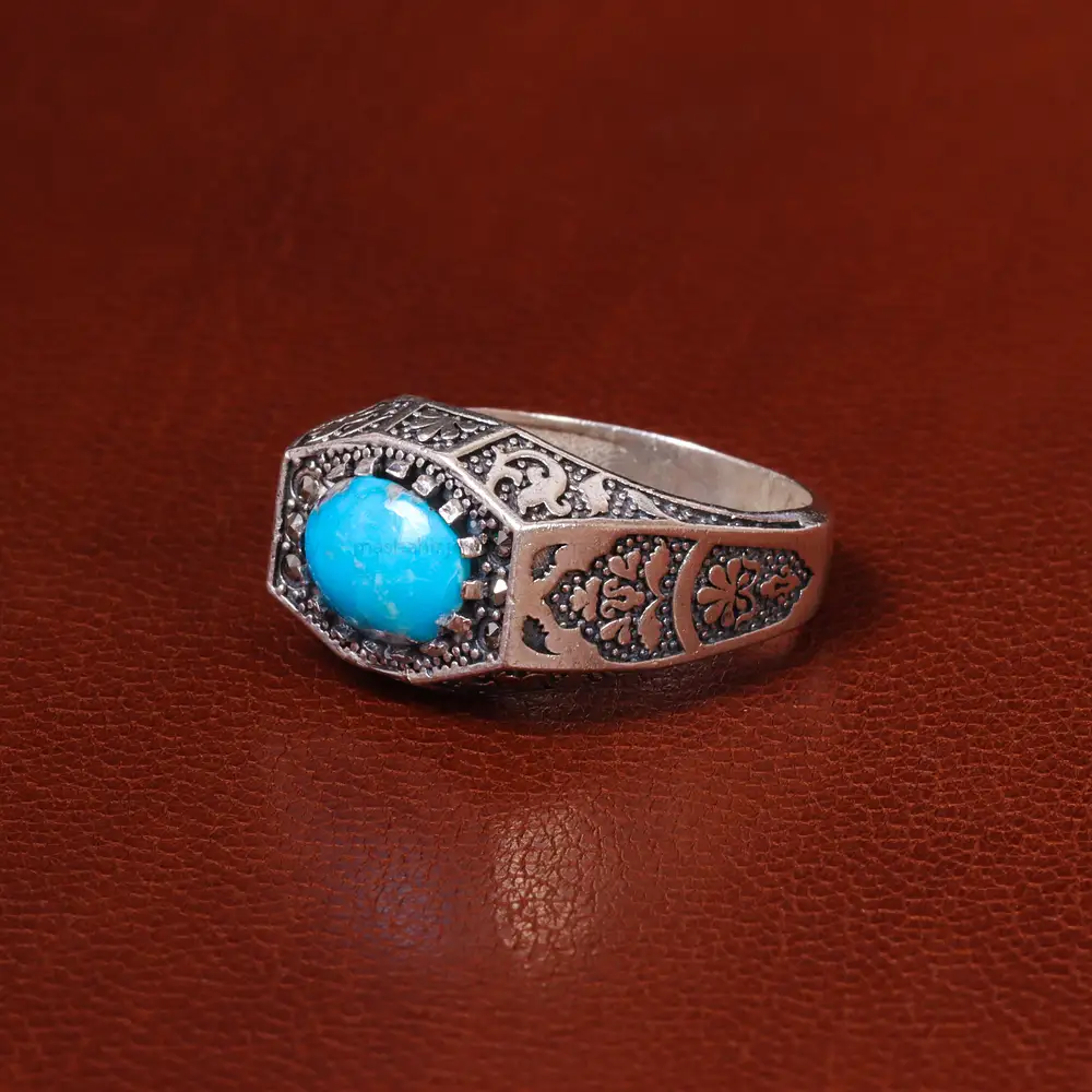 انگشتر فیروزه شجری مردانه کد 20431