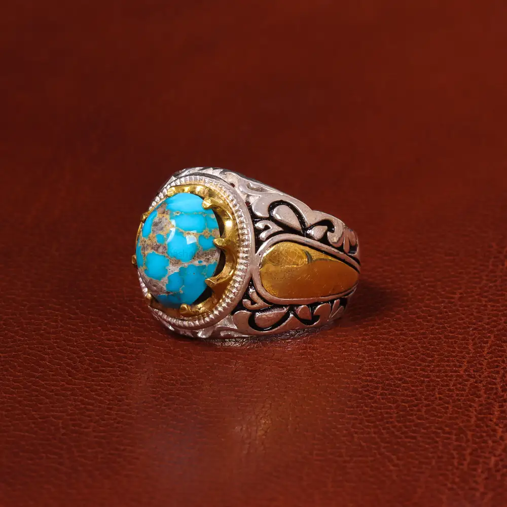 انگشتر فیروزه شجری مردانه کد 20444