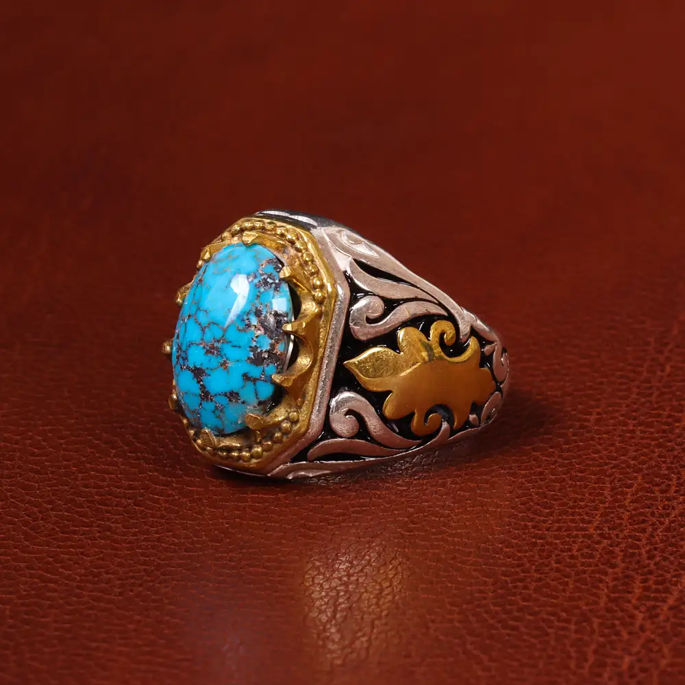 انگشتر فیروزه شجری مردانه کد 20447