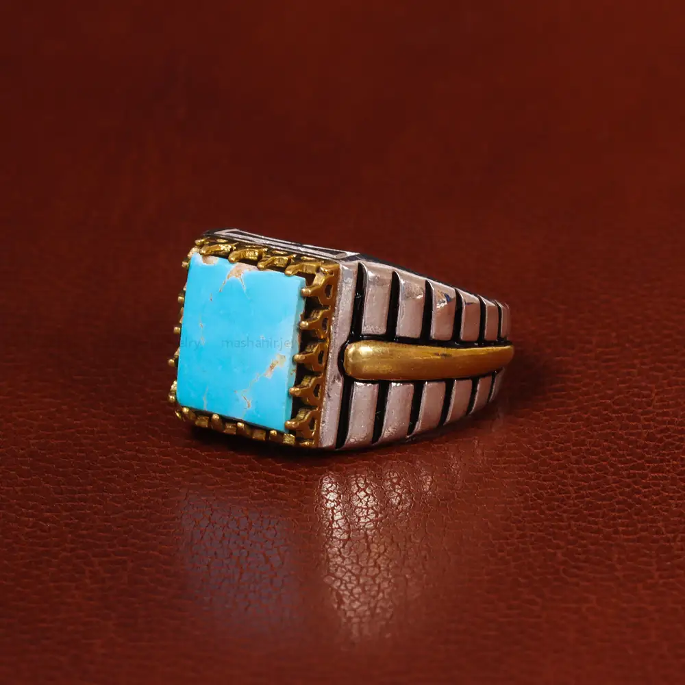 انگشتر فیروزه شجری مردانه کد 20456