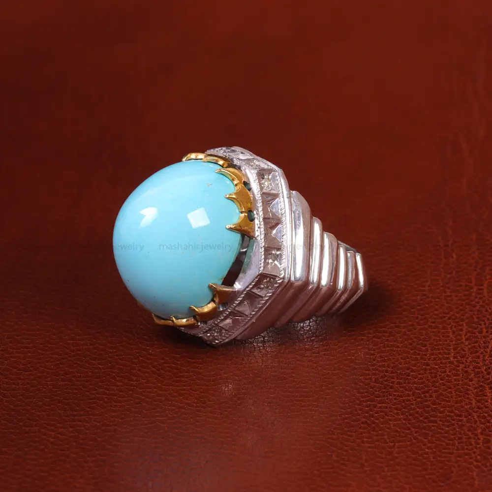 انگشتر فيروزه عجمی مردانه کد 20460