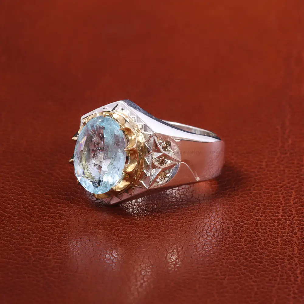 انگشتر آکوامارین مردانه کد 20473