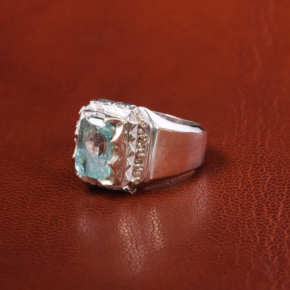 انگشتر آکوامارین مردانه کد 20474