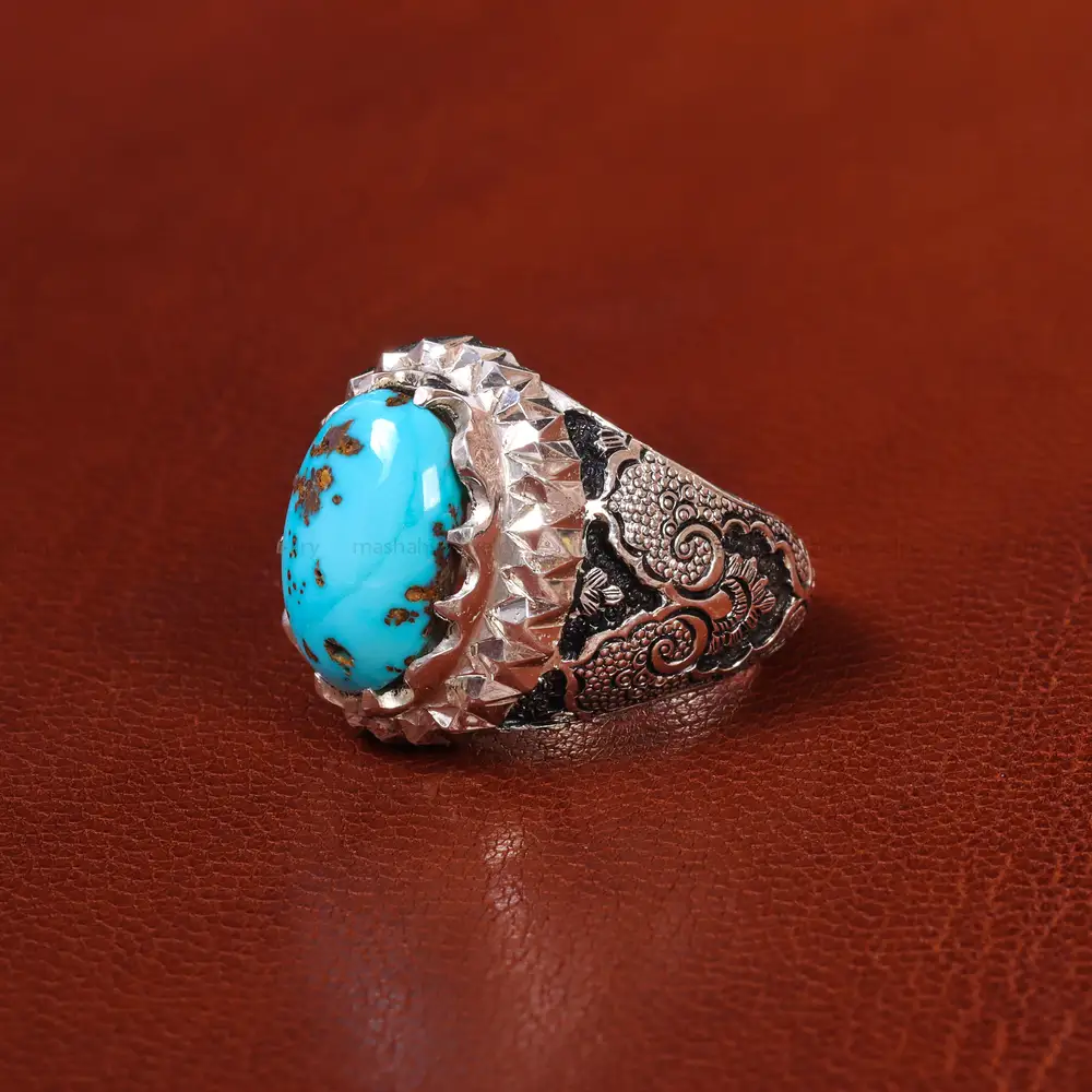 انگشتر فیروزه شجری مردانه کد 20511