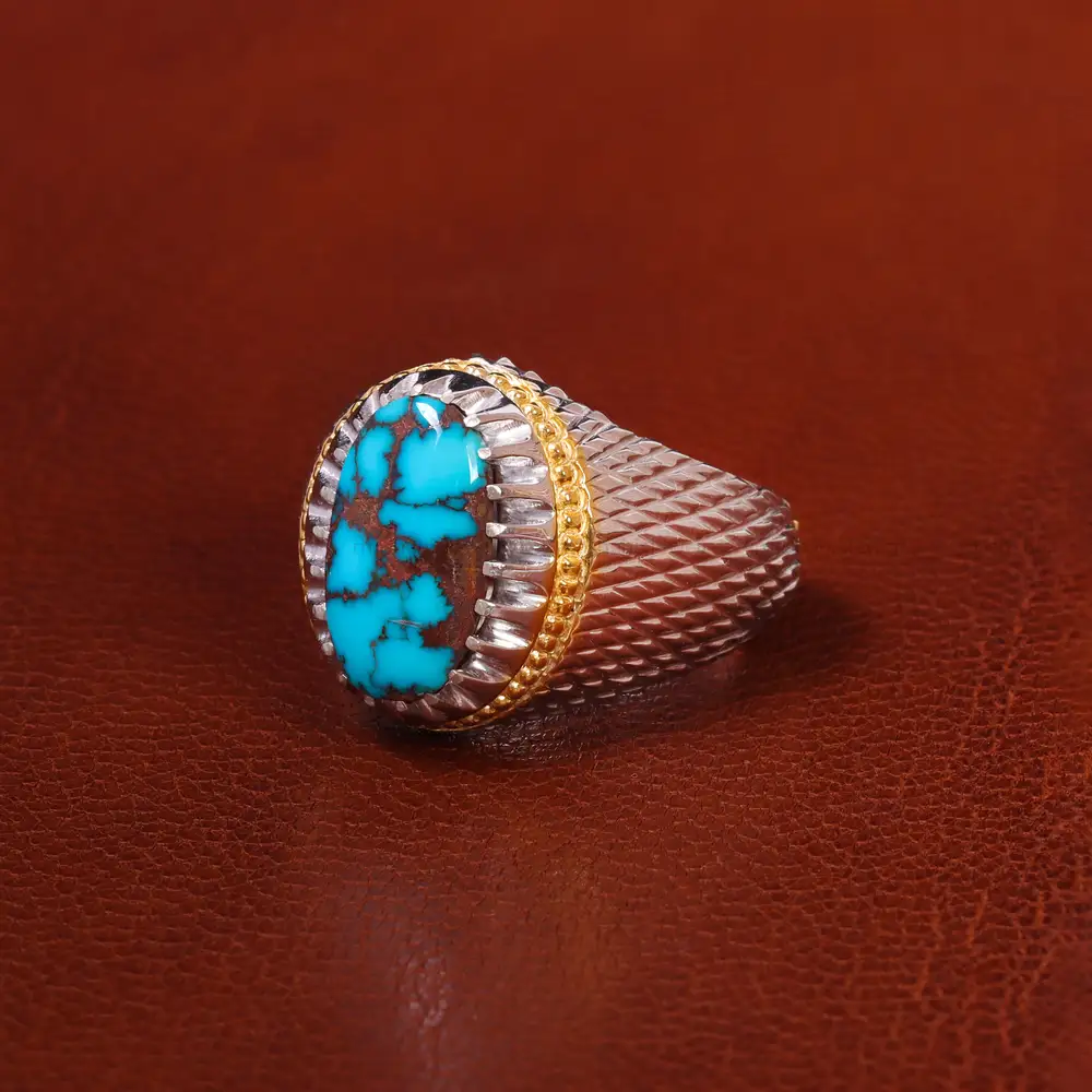 انگشتر فیروزه شجری مردانه کد 20518