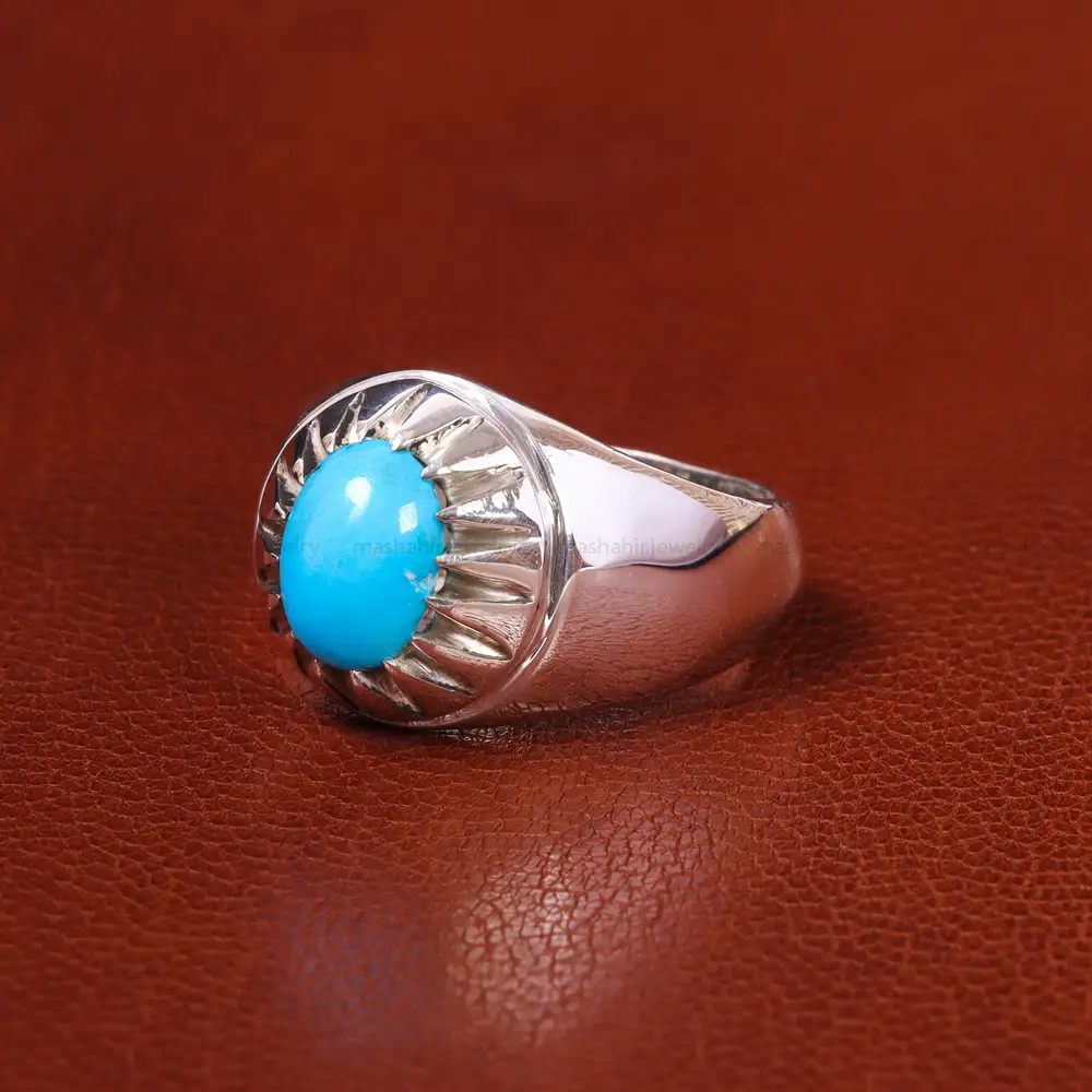 انگشتر فيروزه عجمی مردانه کد 20531