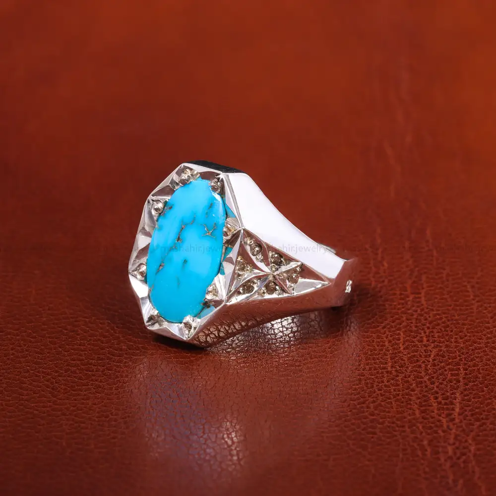 انگشتر فیروزه شجری مردانه کد 20541