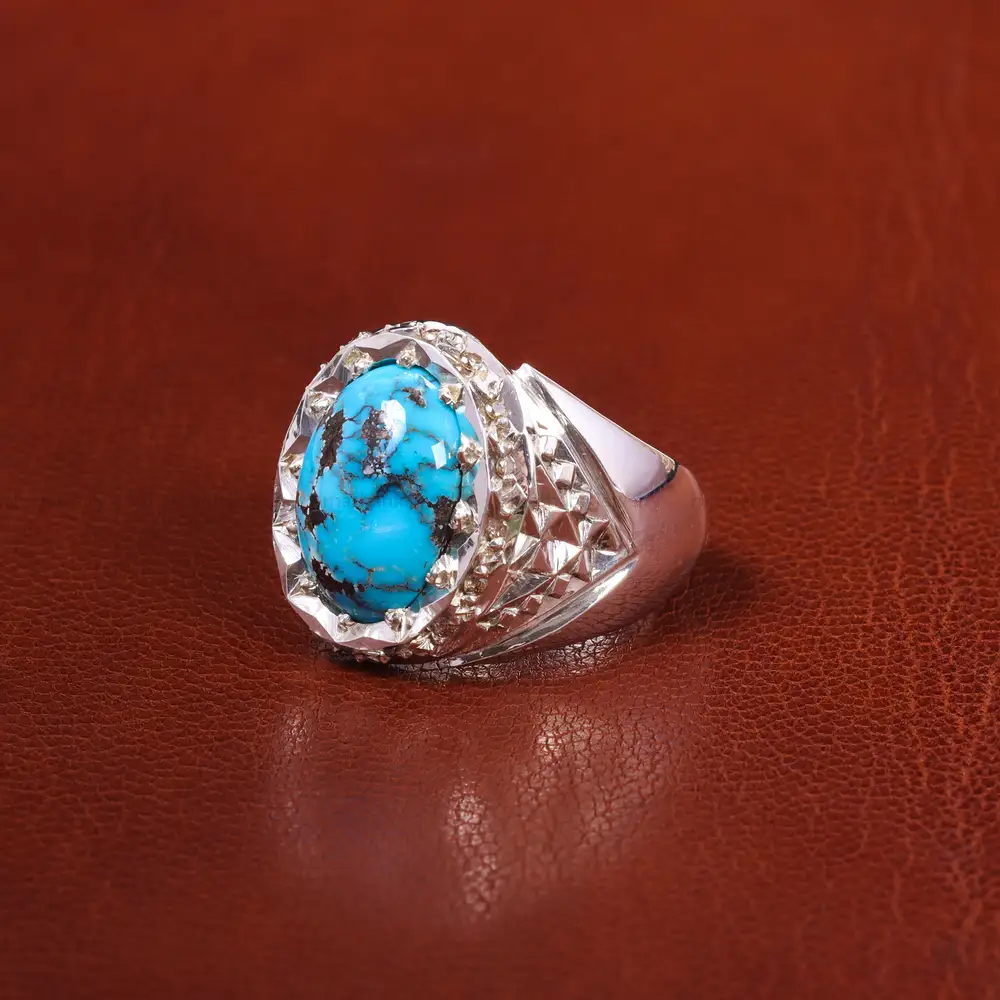 انگشتر فیروزه شجری مردانه کد 20543