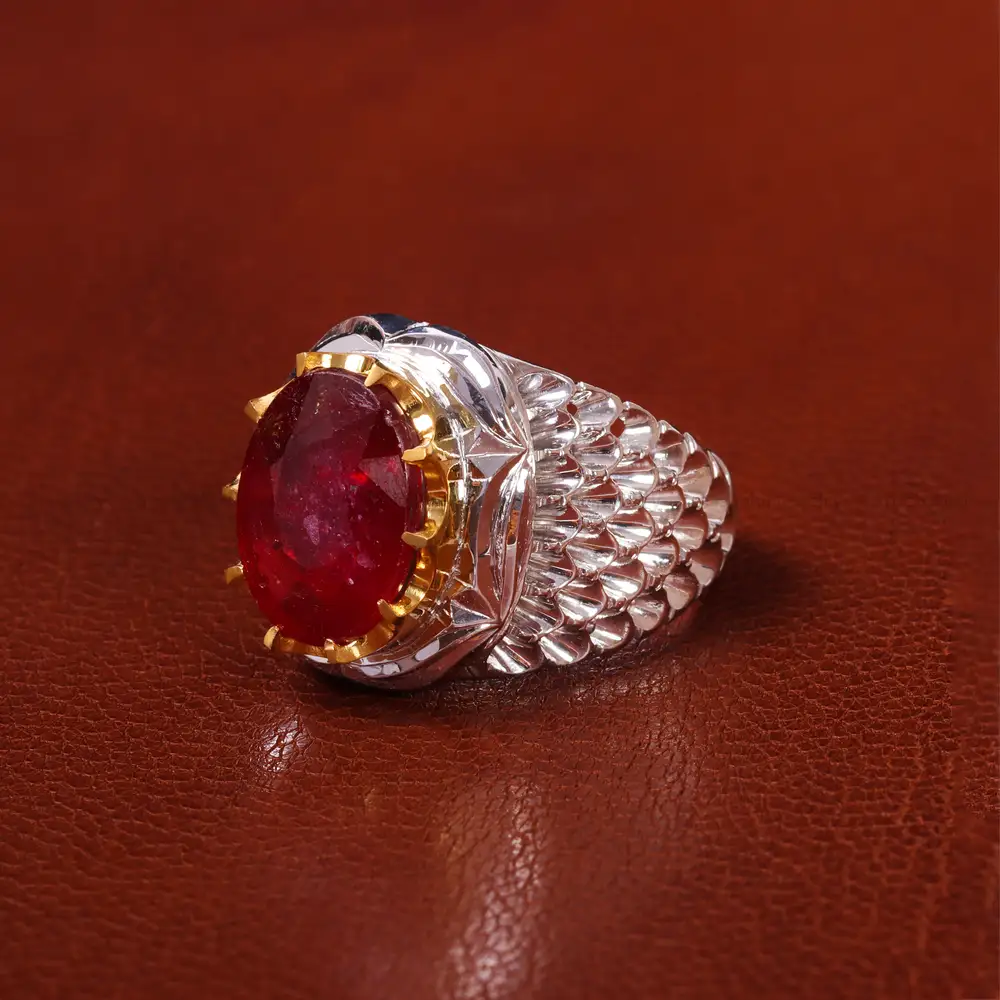 انگشتر یاقوت سرخ مردانه کد 20555