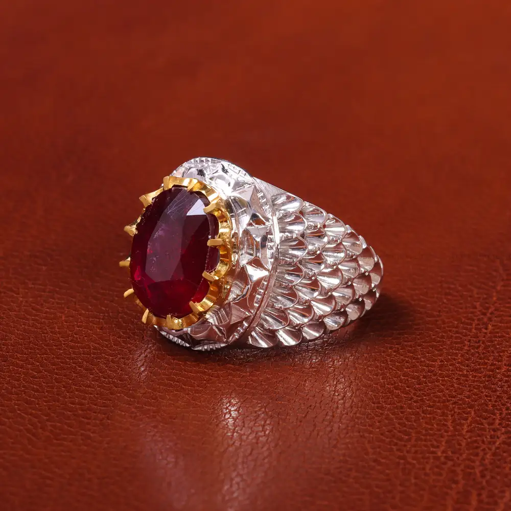 انگشتر یاقوت سرخ مردانه کد 20557