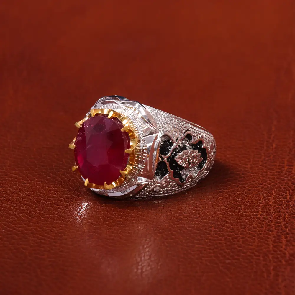 انگشتر یاقوت سرخ مردانه کد 20559