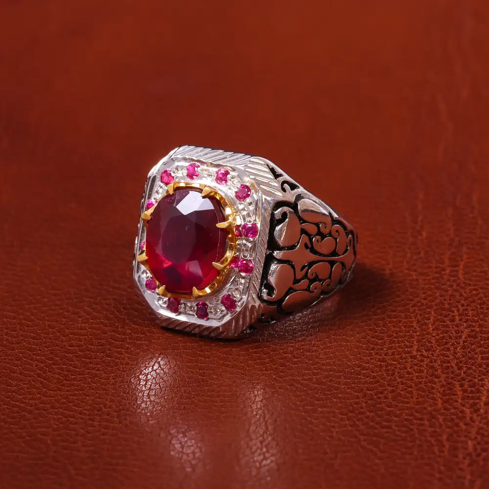 انگشتر یاقوت سرخ مردانه کد 20561