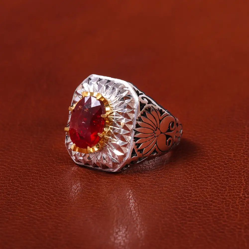 انگشتر یاقوت سرخ مردانه کد 20566