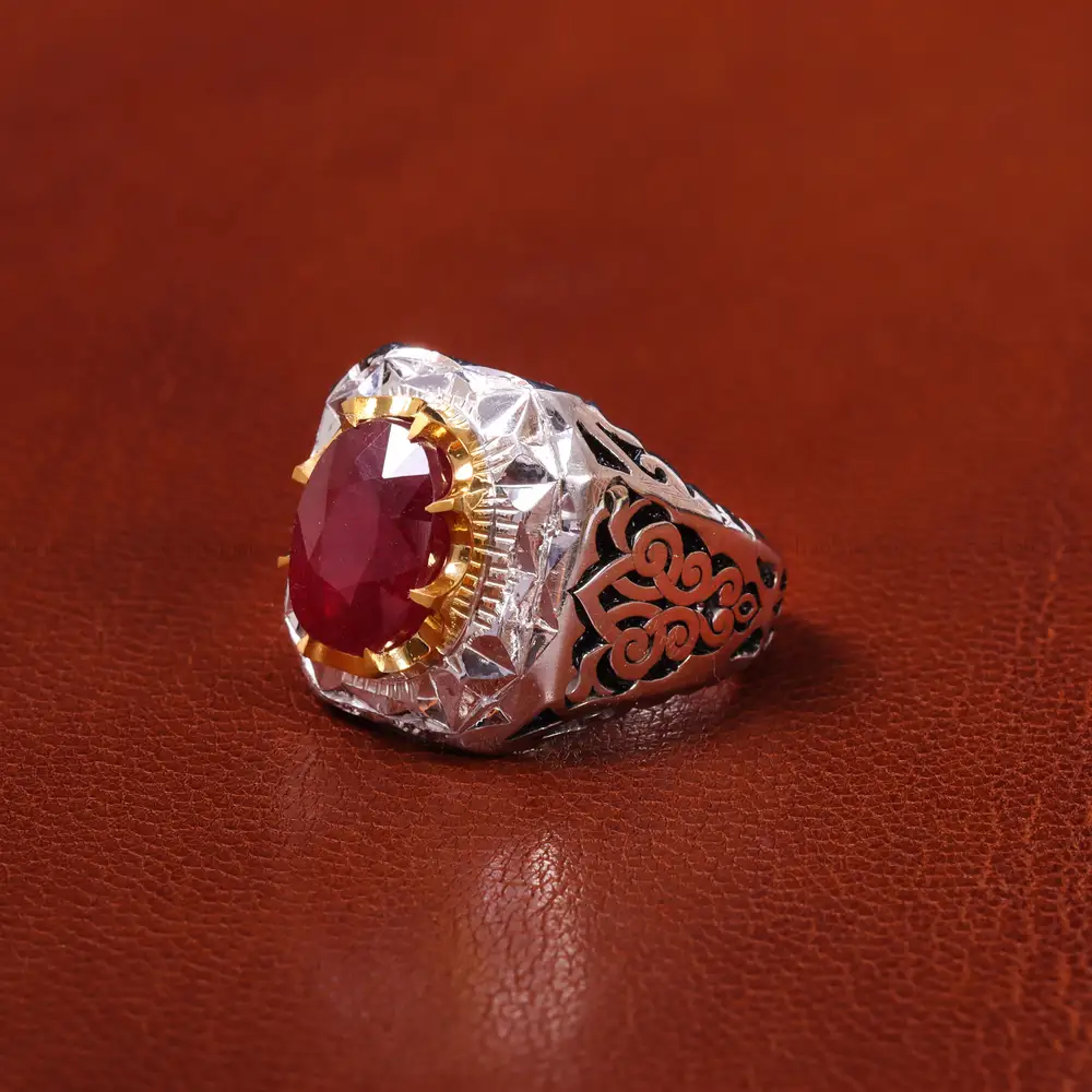 انگشتر یاقوت سرخ مردانه کد 20571