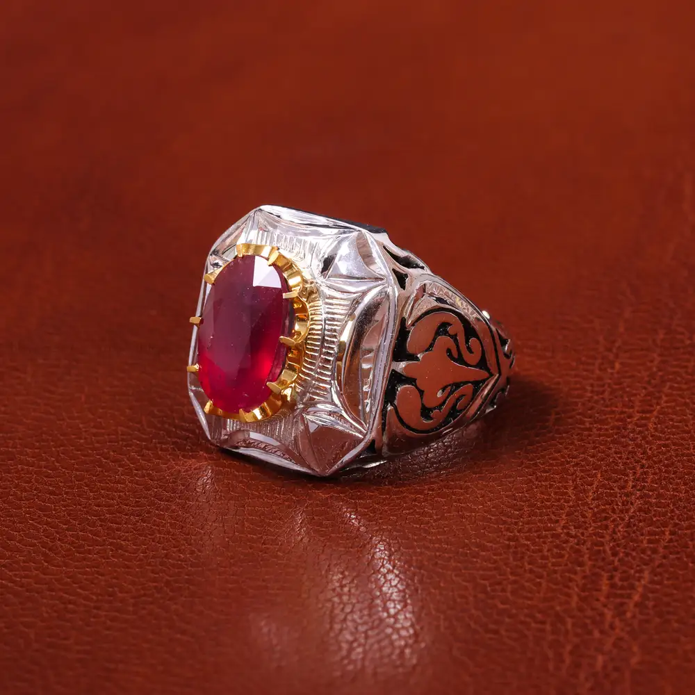 انگشتر یاقوت سرخ مردانه کد 20574