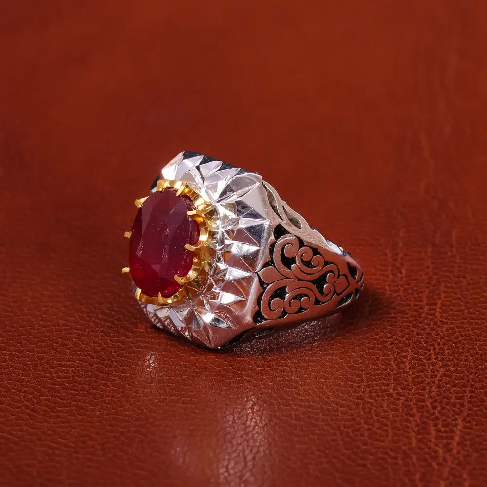 انگشتر یاقوت سرخ مردانه کد 20578