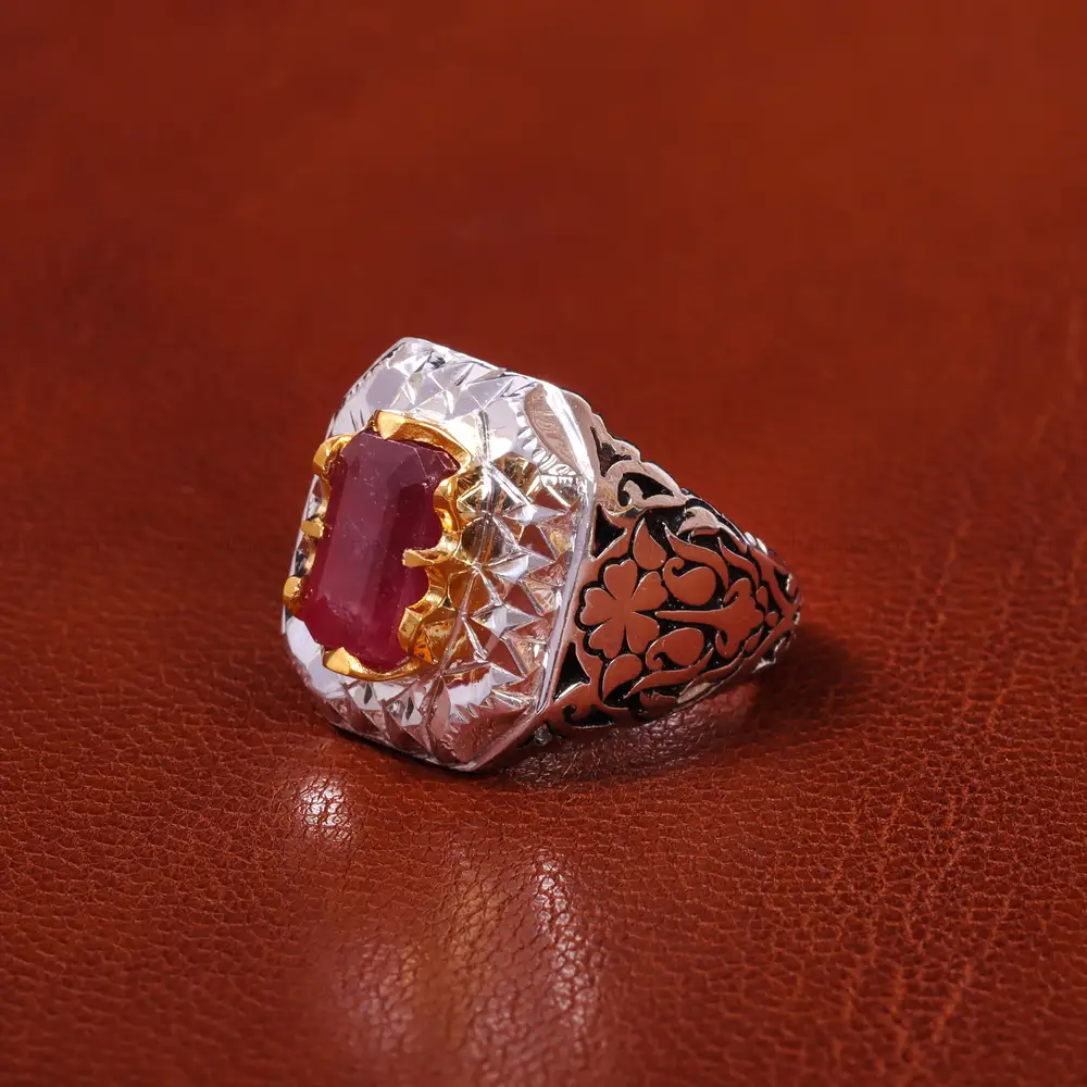 انگشتر یاقوت سرخ مردانه کد 20579