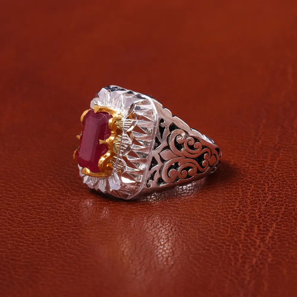 انگشتر یاقوت سرخ مردانه کد 20581