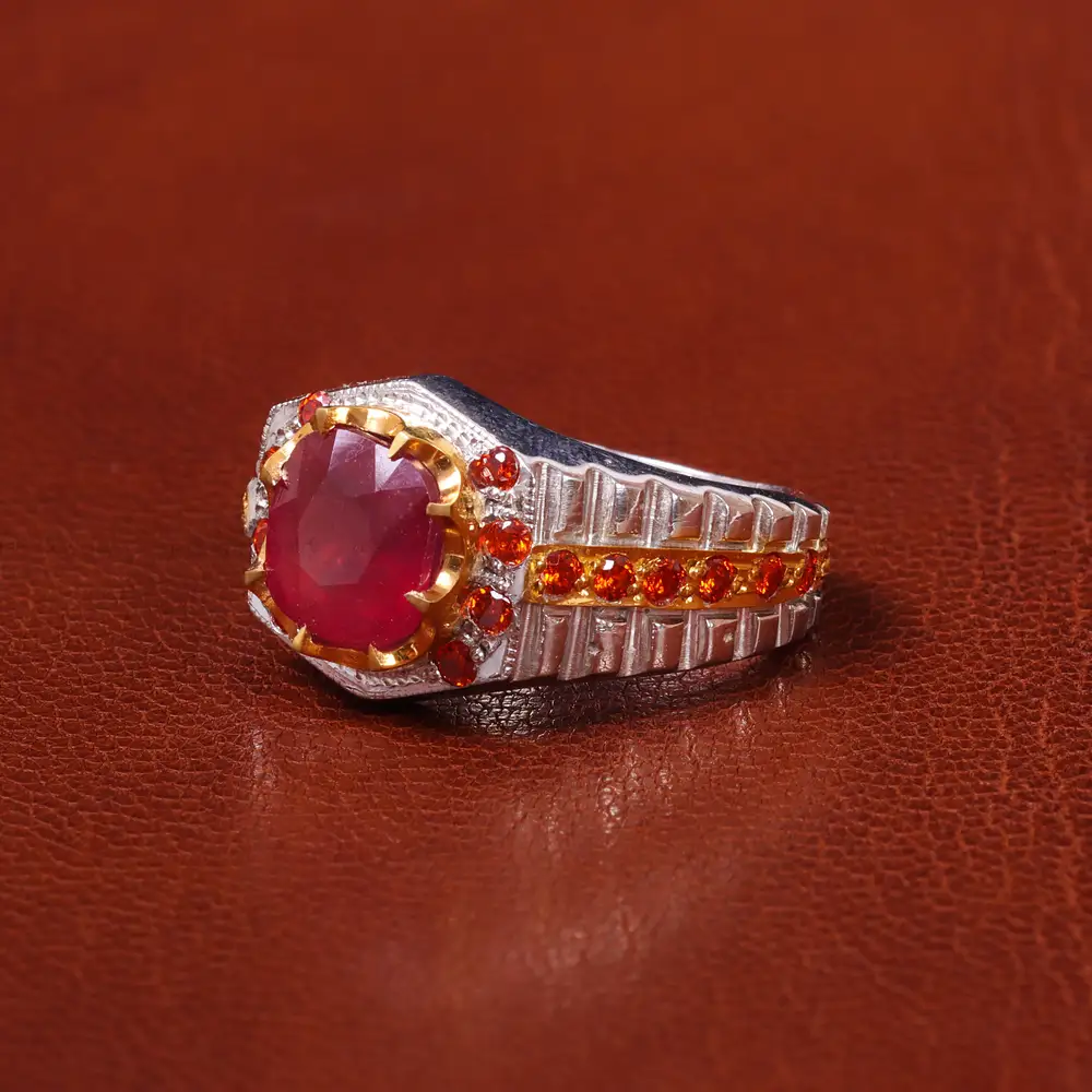 انگشتر یاقوت سرخ مردانه کد 20585