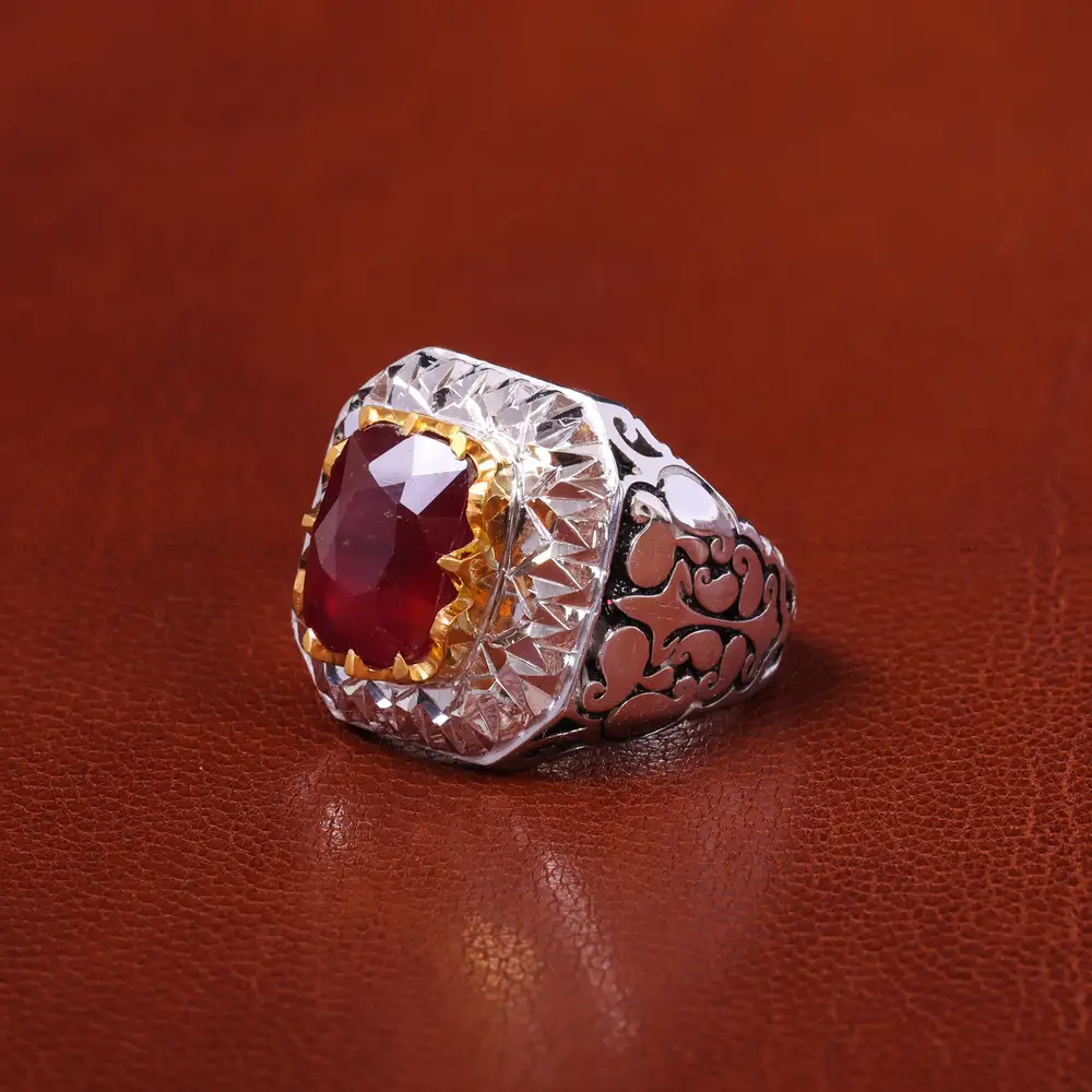 انگشتر یاقوت سرخ مردانه کد 20592