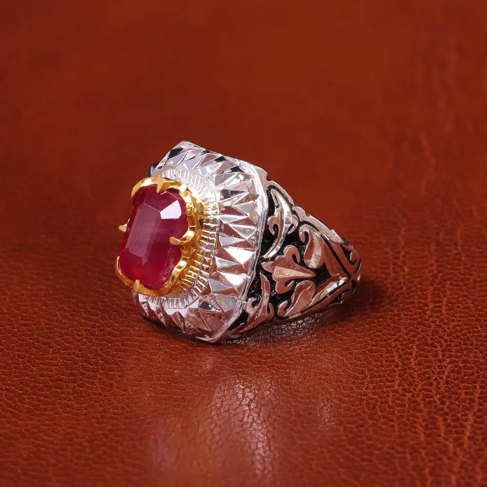انگشتر یاقوت سرخ مردانه کد 20593
