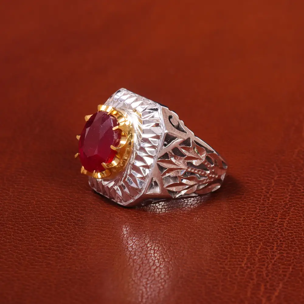 انگشتر یاقوت سرخ مردانه کد 20598