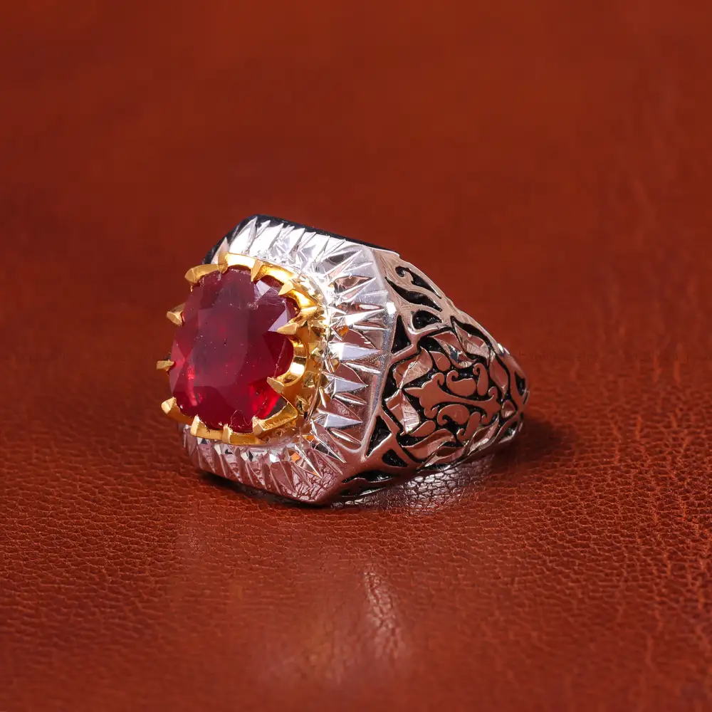 انگشتر یاقوت سرخ مردانه کد 20600