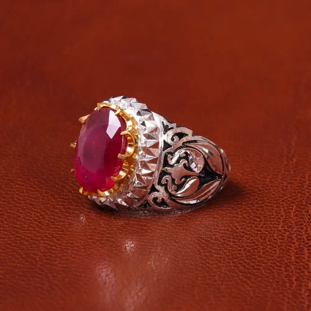 انگشتر یاقوت سرخ مردانه کد 20601