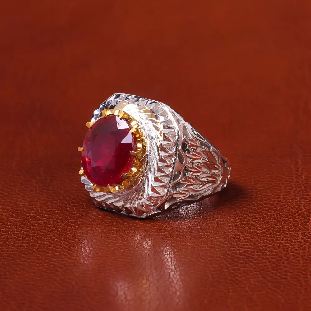 انگشتر یاقوت سرخ مردانه کد 20604