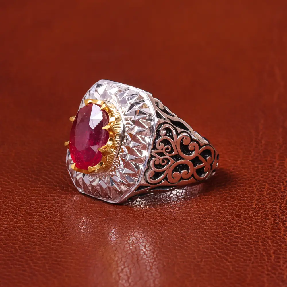 انگشتر یاقوت سرخ مردانه کد 20605