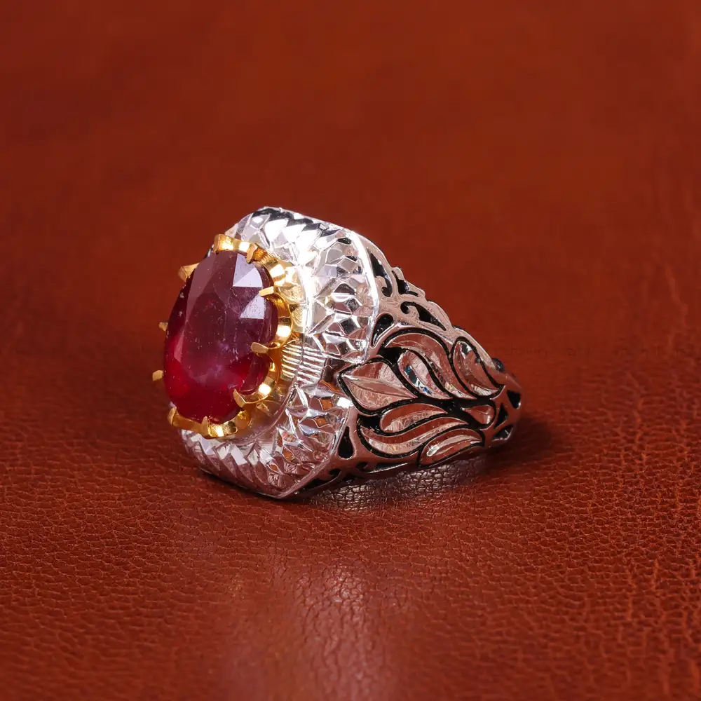 انگشتر یاقوت سرخ مردانه کد 20606