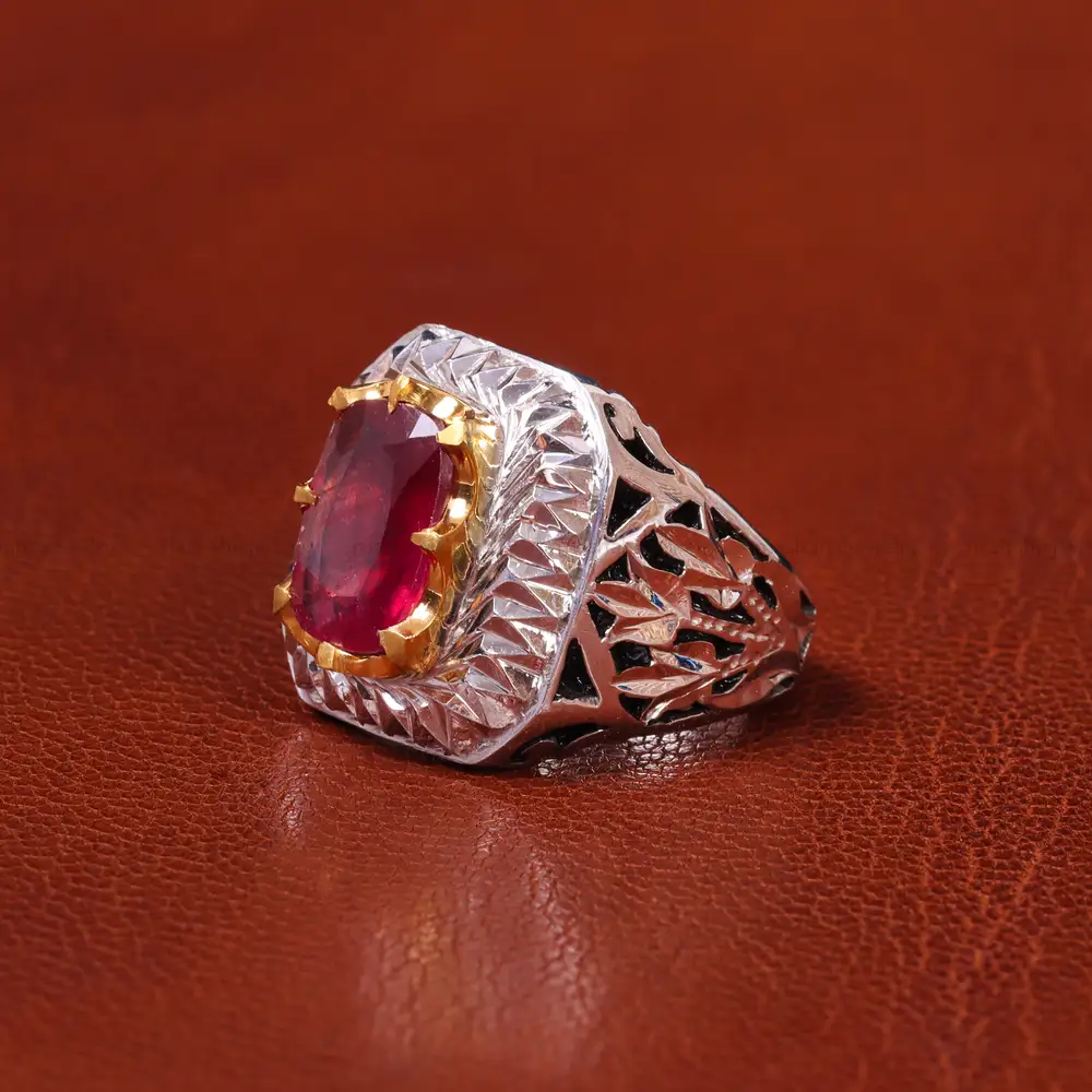 انگشتر یاقوت سرخ مردانه کد 20607