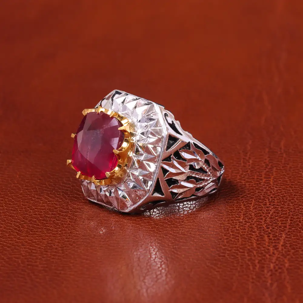 انگشتر یاقوت سرخ مردانه کد 20608