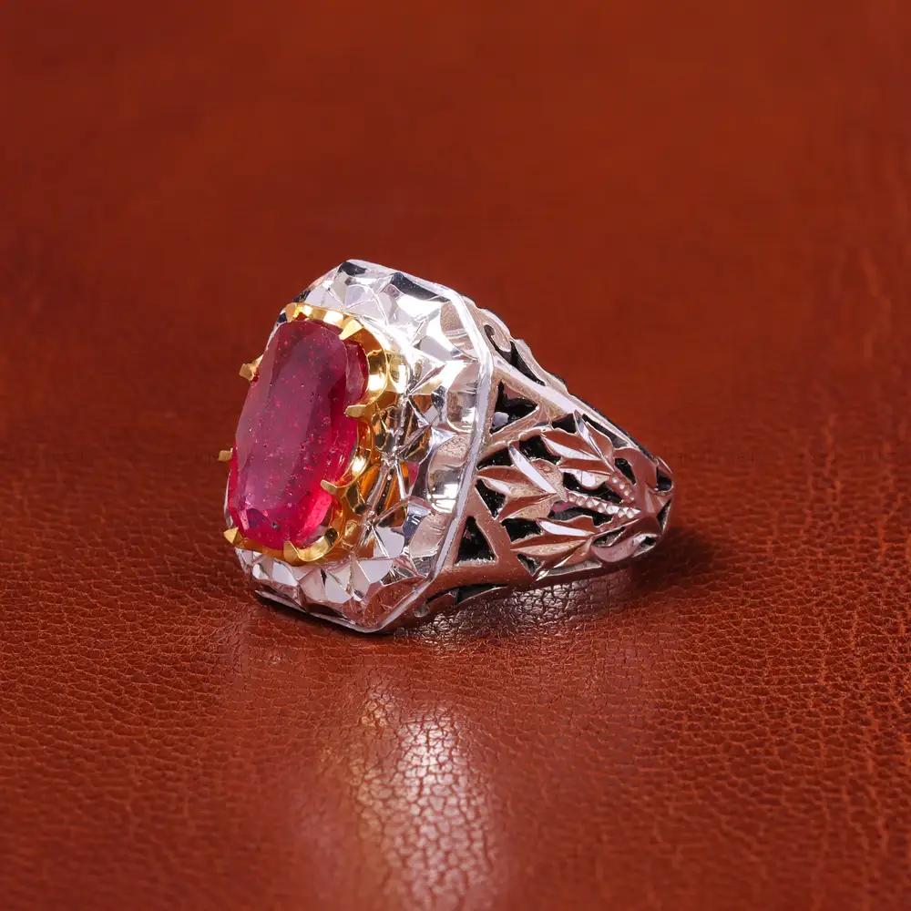 انگشتر یاقوت سرخ مردانه کد 20609