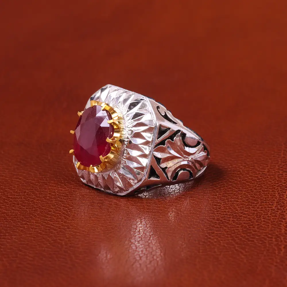 انگشتر یاقوت سرخ مردانه کد 20610