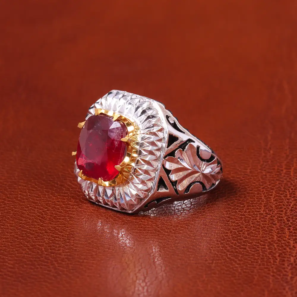 انگشتر یاقوت سرخ مردانه کد 20611