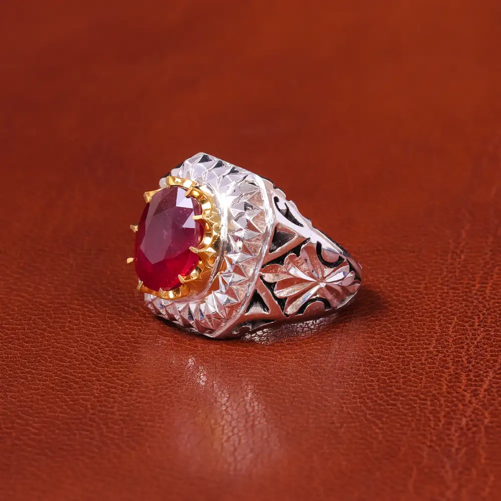 انگشتر یاقوت سرخ مردانه کد 20612