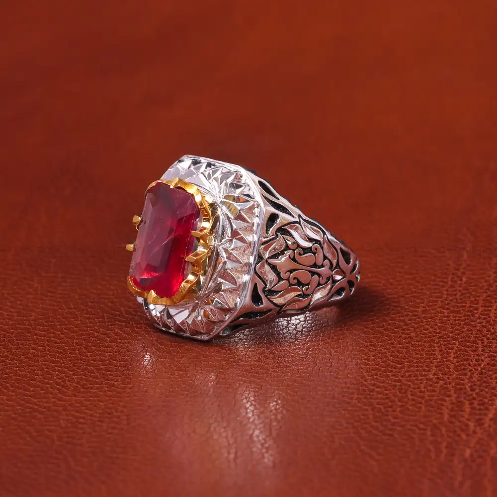 انگشتر یاقوت سرخ مردانه کد 20615