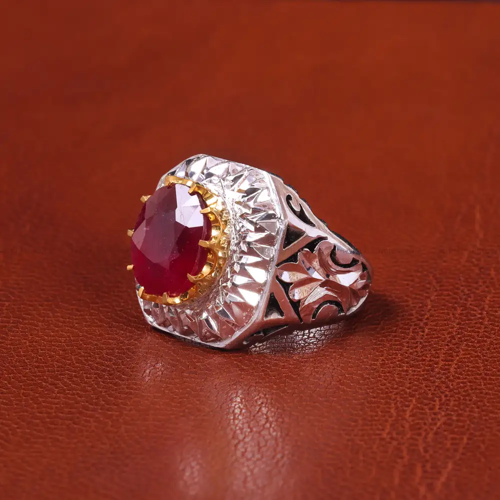 انگشتر یاقوت سرخ مردانه کد 20616