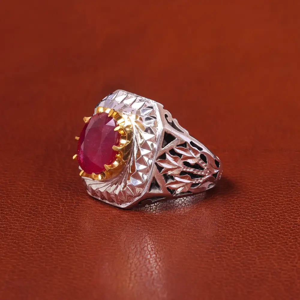 انگشتر یاقوت سرخ مردانه کد 20617