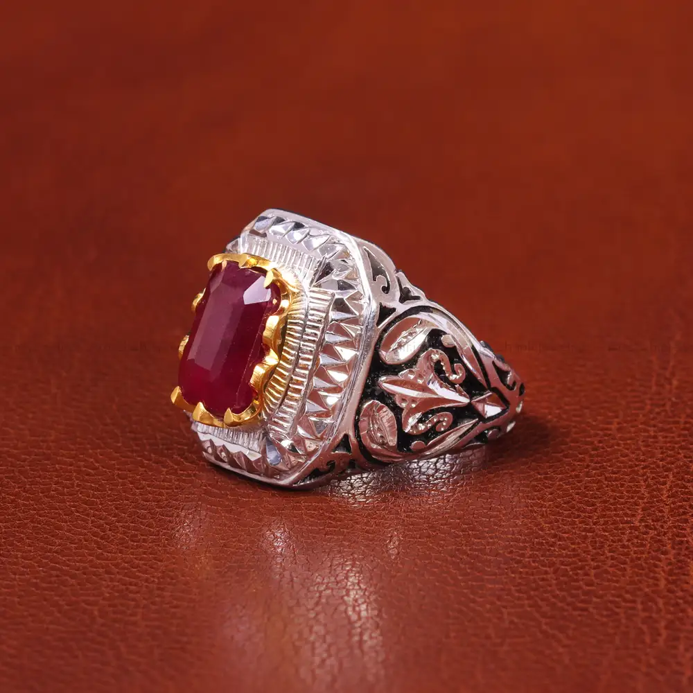 انگشتر یاقوت سرخ مردانه کد 20618