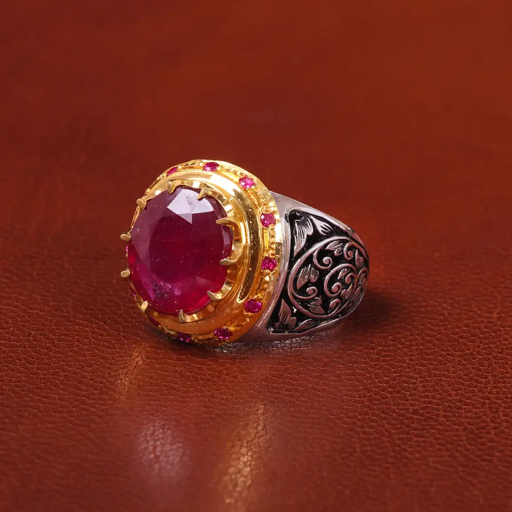 انگشتر یاقوت سرخ مردانه کد 20625